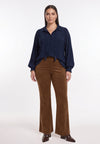 Trousers bootcut SUEDE ALIKE - mid brown - #1