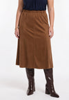 Skirt midi SUEDE ALIKE - mid brown