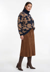 Skirt midi SUEDE ALIKE - mid brown
