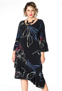Dress asymm frill LAUREN - black - #1