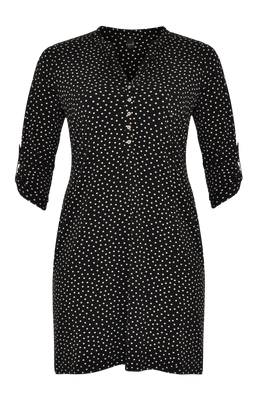 Shirt grandad collar DOTS - black  - #4