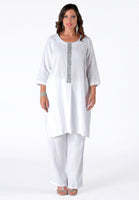 Dress beaded LINEN - white  - #2