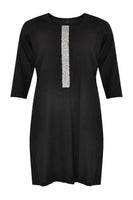 Dress beaded LINEN - black  - #1