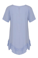 Blouse ruffled bot LINEN - blue - #3