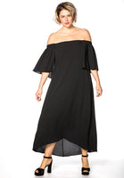 Dress long elastic back - black  - #1