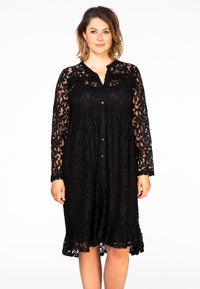 Dress ruffled LACE - black - #1