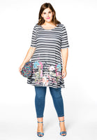 Tunic wide bottom STRIPE/FLOWER - multi - #2