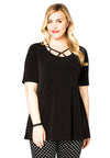 Tunic flare tape neck DOLCE - black 