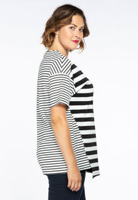 Shirt asymmetric STRIPE MIX - white - #1