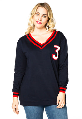 Sweater college v-neck - blue - #1