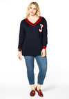 Sweater college v-neck - blue