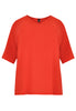 Blouse wide v-neck - red  - #5