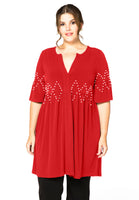 Tunic ruffled pearls DOLCE - red - #1