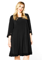 Dress ruffled button sleeve DOLCE - black - #1