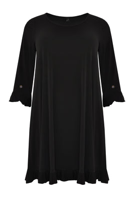 Dress ruffled button sleeve DOLCE - black  - #4