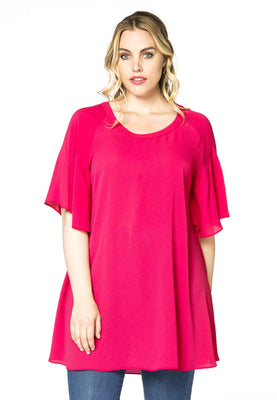 Tunic wide frilled sleeve BUBBLE - pink - #1