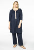 Dress beaded placket LINEN - blue - #2