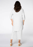 Tunic beaded v-neck LINEN - white - #3