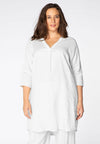 Tunic beaded v-neck LINEN - white 