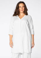 Tunic beaded v-neck LINEN - white - #1