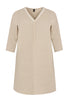 Tunic beaded v-neck LINEN - brown - #4