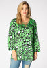 Tunic v-neck lacing LEOPARD - green 