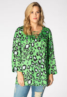 Tunic v-neck lacing LEOPARD - green - #1