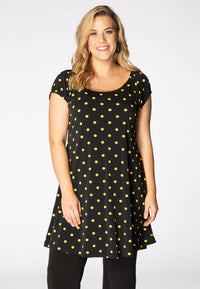 Tunic puckered shoulder DOTS - black - #1