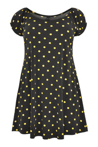 Tunic puckered shoulder DOTS - black - #4