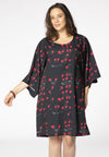 Dress wide sleeves HEART - black 