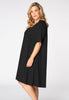 Dress tied back stretch cotton - black 