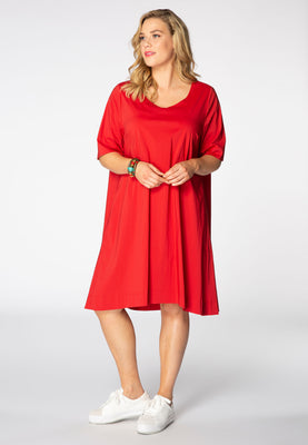 Dress tied back stretch cotton - red  - #2