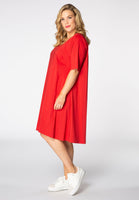 Dress tied back stretch cotton - red  - #4