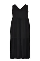 Dress stretch V-neck COTTON - black  - #4