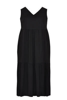 Dress stretch V-neck COTTON - black  - #4