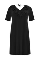 Dress ruffled V-neck DOLCE - black - #4