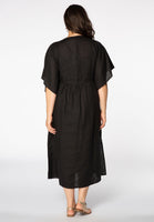 Dress embroidered detail LINEN - black  - #3