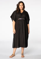 Dress embroidered detail LINEN - black  - #2