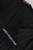 Dress embroidered detail LINEN - black  - #5