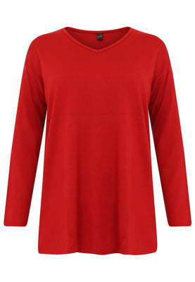 Pullover V basic - red  - #4