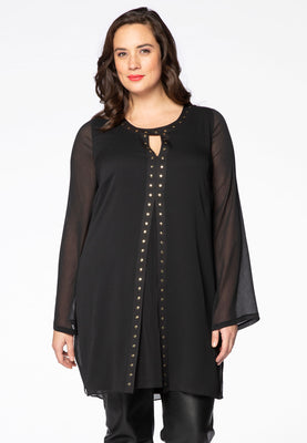 Blouse gold studs VOILE - black  - #1