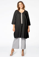 Tunic beaded placket LINEN - black  - #2