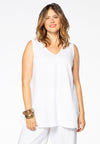 Singlet double v-neck LINEN - white 