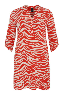 Tunic grandad collar ZEBRA - red  - #4