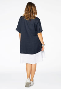 Dress colourblock LINEN - blue - #3