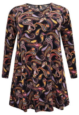 Tunic wide bottom PAISLEY - black  - #1