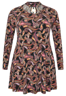 Tunic wide bottom PAISLEY - black  - #4