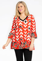 Shirt frilled MIX PRINT - red  - #1