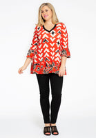 Shirt frilled MIX PRINT - red  - #2