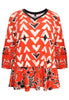 Shirt frilled MIX PRINT - red  - #4